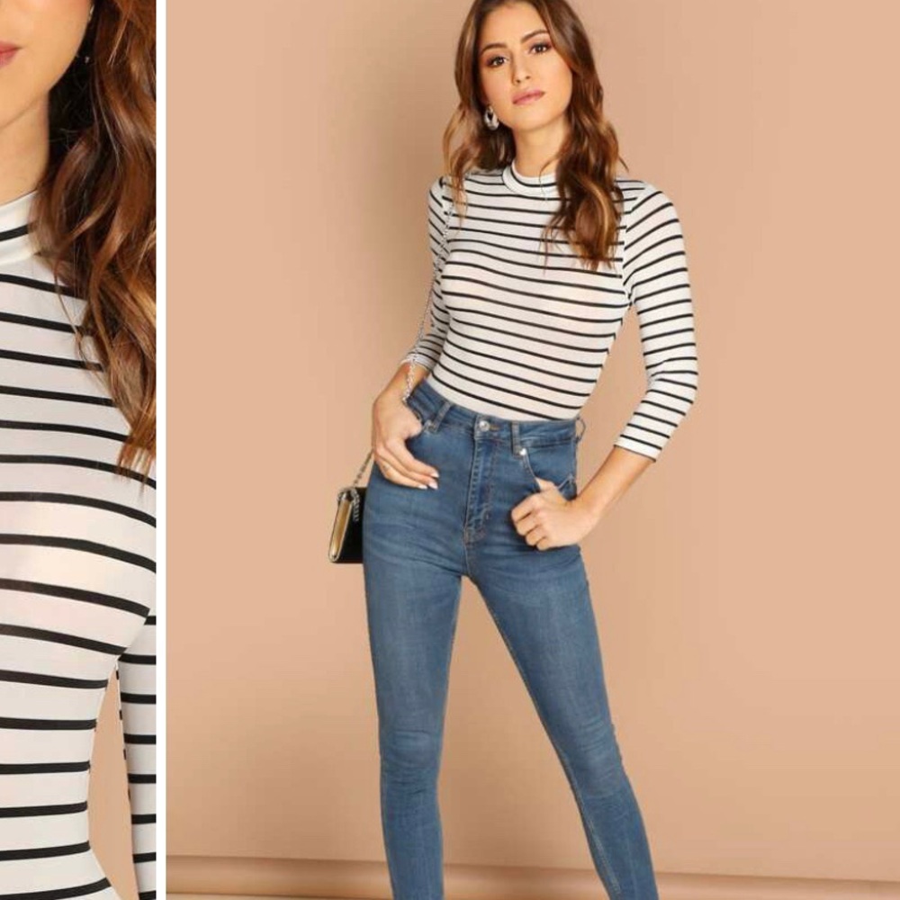 Ribbed Mock Turtleneck Bodysuit
